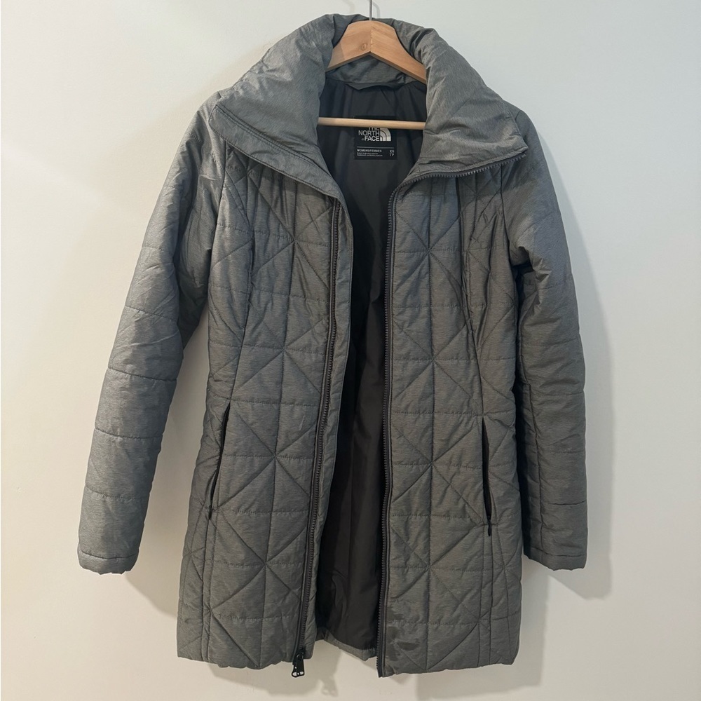 The North Face Embroidered Puffer Grey Parka XS